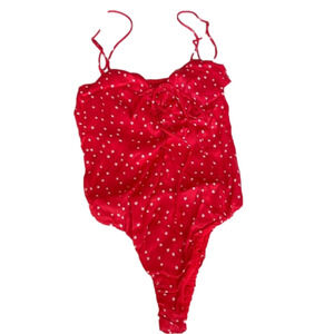 Zara Women's  Red Bodysuit with White Stars